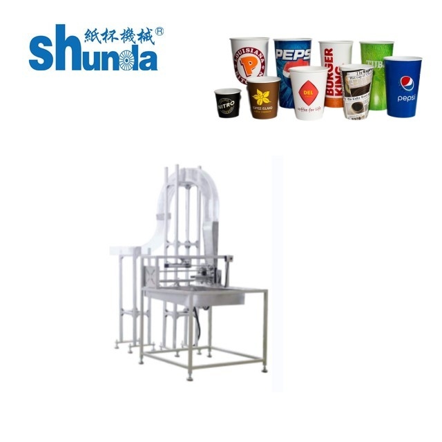 Professional Cup Collector Working Together With Paper Cup Making Machine